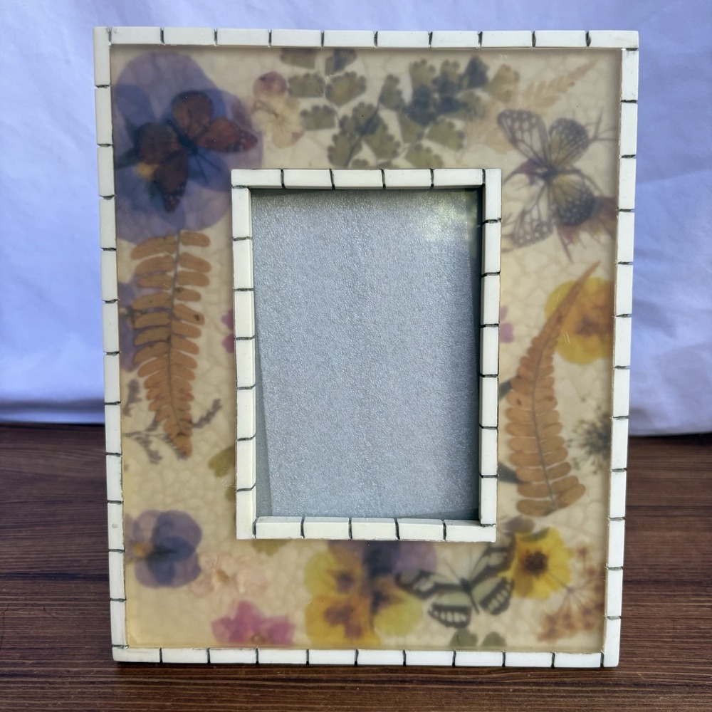 Pressed Flower Butterfly Photo Frame Resin Botanical Fern Floral Picture Frame